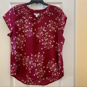 Croft & Barrow Red w/Tan & White Floral Blouse XL